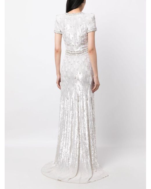 Jenny Packham White Kira Sequin-embellished Dress
