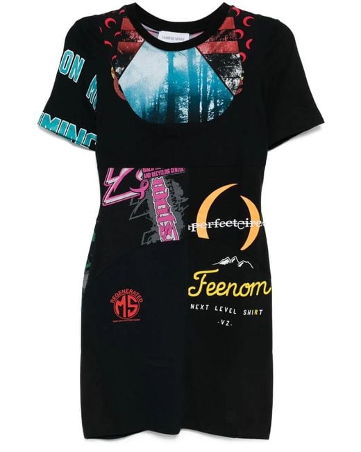MARINE SERRE Black Graphic Mini Dress