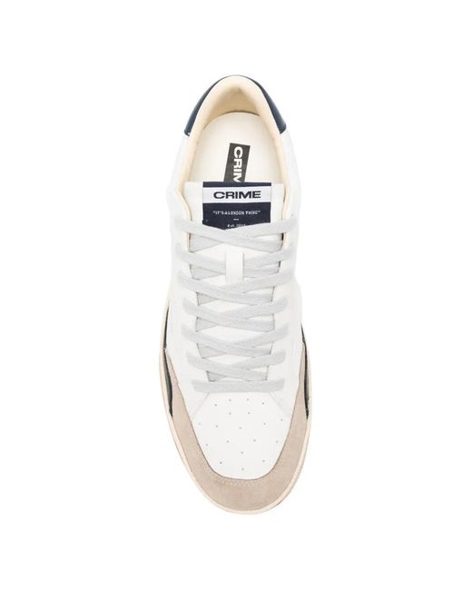Crime London White Chelsea Suede Panel Sneakers for men