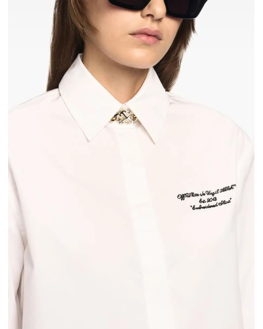 Off-White c/o Virgil Abloh White Short Shirt With Embroidered Logo
