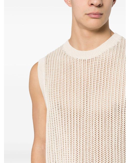 Lardini White Knitted Cotton Vest for men