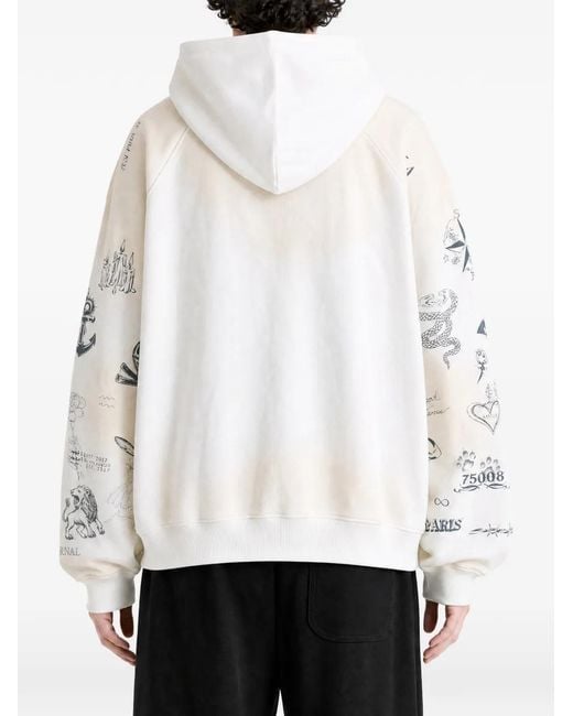 Balenciaga White Tattoo-Print Zip-Up Hoodie for men