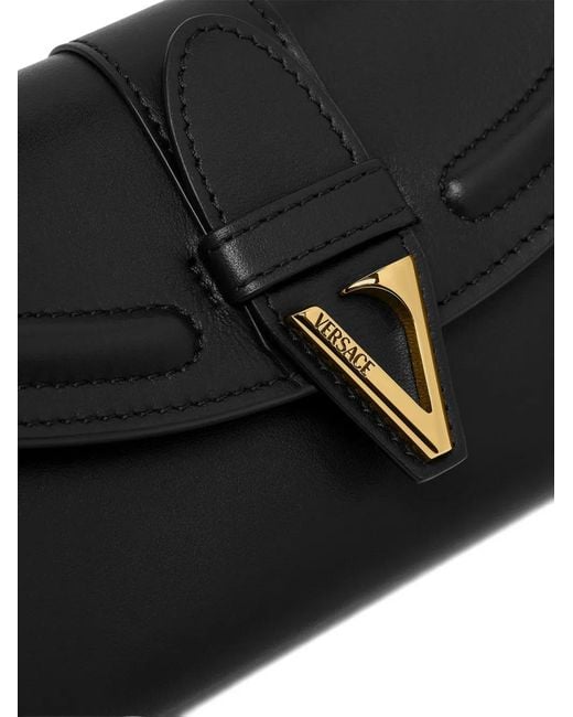 Versace Black V-Logo Chain Clutch Bag