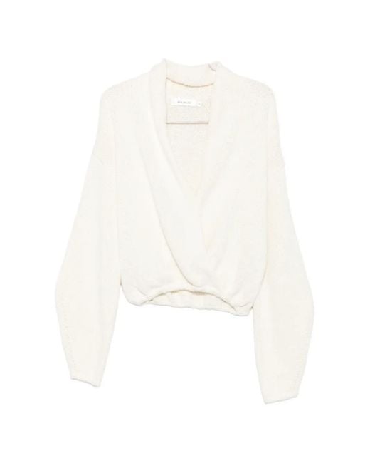 AYA MUSE White Kena Wrap-Style Sweater