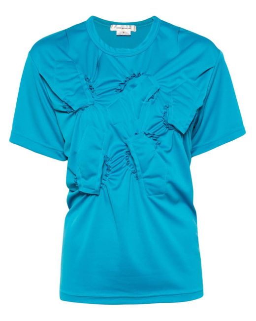 Comme des Garçons Blue Ruched-detail T-shirt