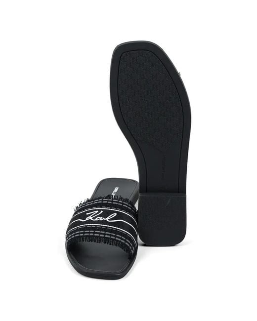 Karl Lagerfeld White Skoot Iii Border Flat Sandals