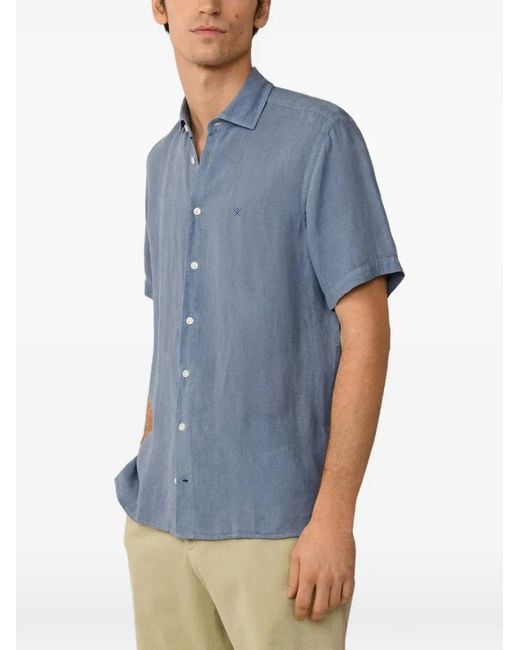 Hackett Blue Short-Sleeve Linen Shirt for men