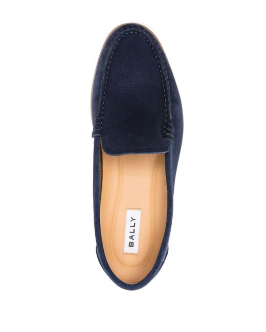 Bally Blue Grosgrain-Tab Suede Loafers for men
