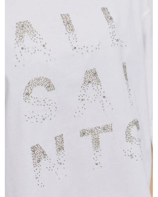 AllSaints White Stacks Amelie Bead-Embellished T-Shirt