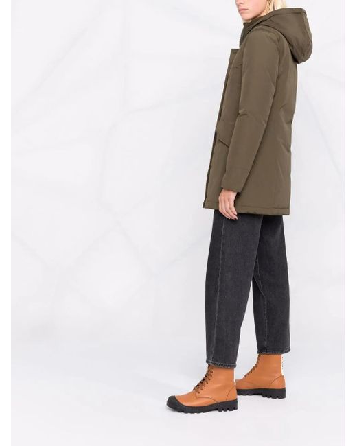 Woolrich Green Hooded Cotton-Blend Parka Coat