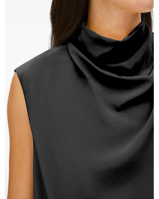 Another Tomorrow Black Cowl-Neck Draped Top
