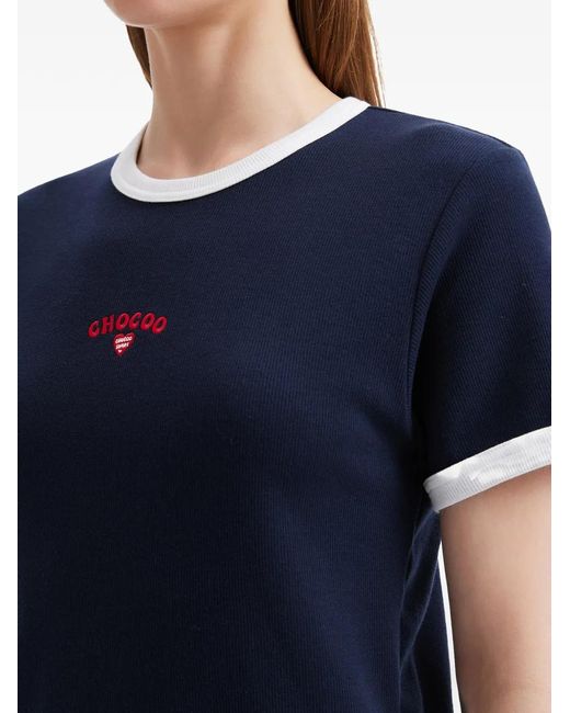 Chocoolate Blue T-Shirt En Coton À Broderies