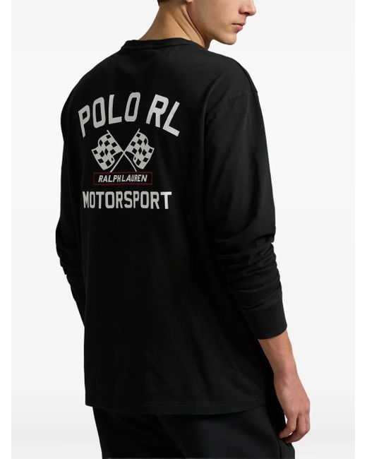 Polo Ralph Lauren T-Shirt Met Lange Mouwen En Grafische Print in het Black voor heren