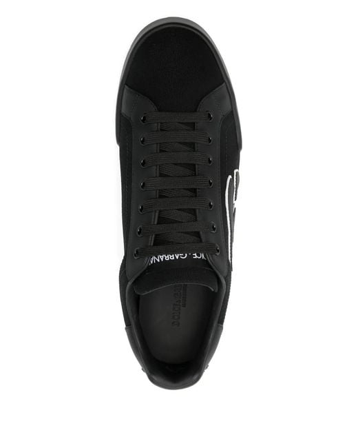 Dolce & Gabbana Black Logo-Plaque Low-Top Sneakers for men