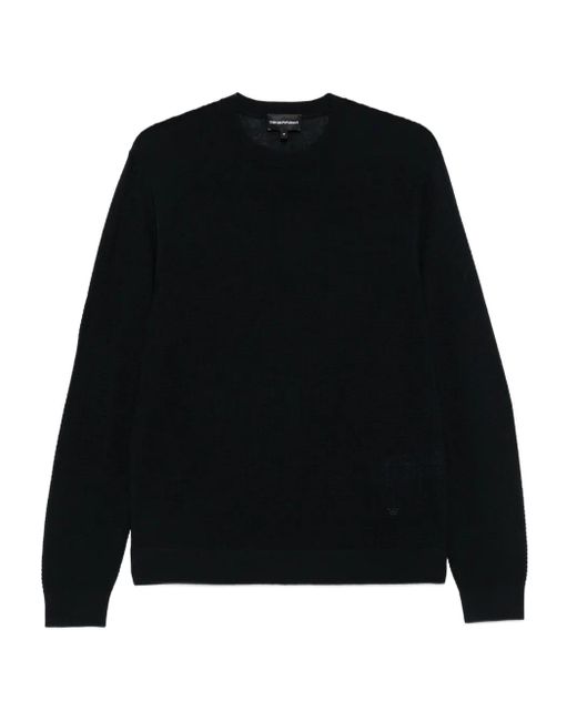 Emporio Armani Black Textured Round-Neck Sweater for men