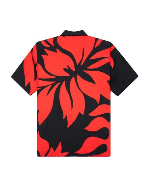 Sacai Red Floral-Print Shirt for men
