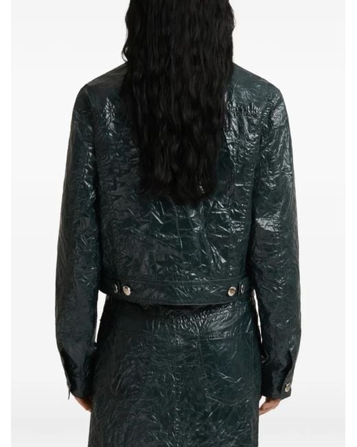 Marni Green Crinkled-Finish Jacket