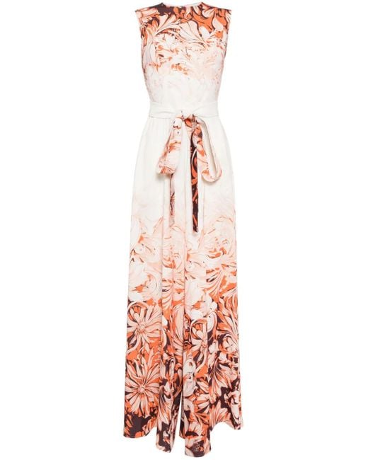 Saiid Kobeisy White Floral-Print Wide-Leg Jumpsuit