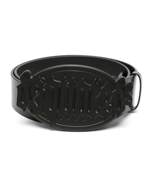DSquared² Black Gothic Logo-buckle Leather Belt for men