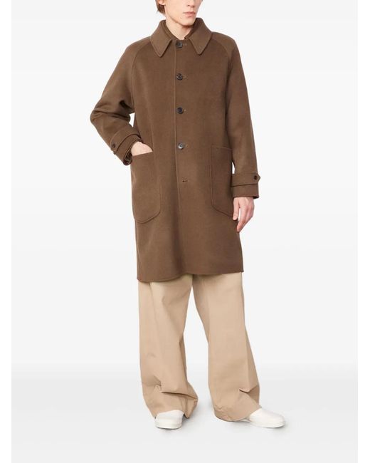 Officine Generale Natural Patch-Pocket Wool Coat for men