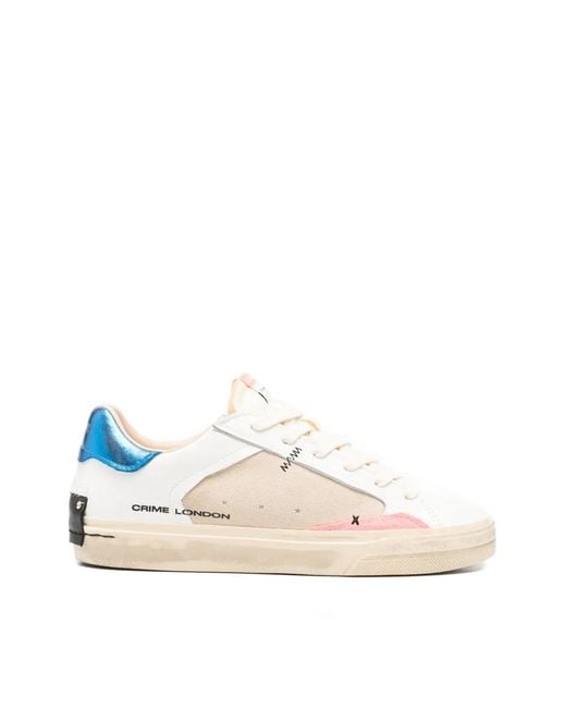 Crime London White Deconstructed Suede Panel Sneakers