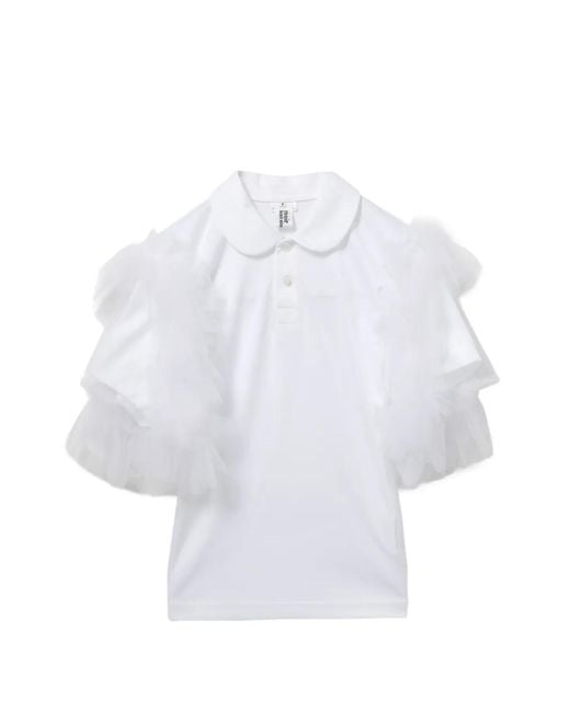 Noir Kei Ninomiya White Ruffled Polo Shirt