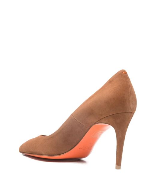 Santoni Brown Pointed-Toe Heeled Pumps