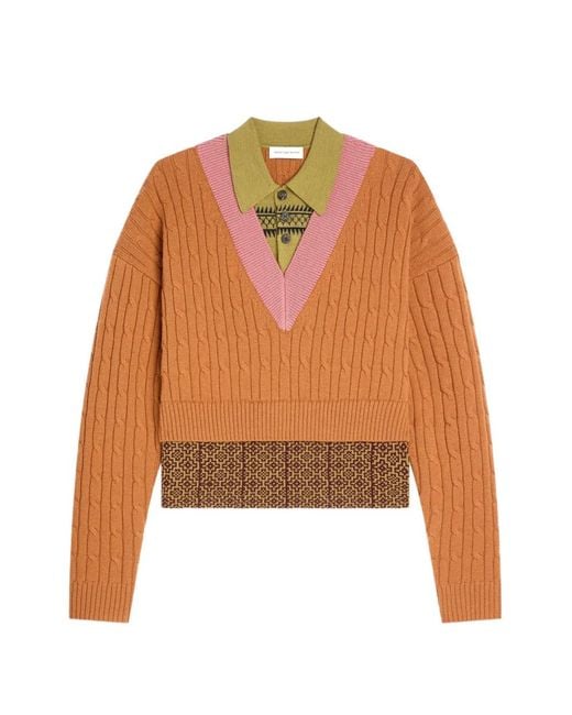 Dries Van Noten Orange Layered Wool Sweater for men