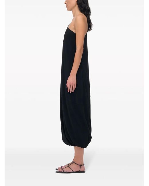 Another Tomorrow Black One-Shoulder Bubble-Hem Dress