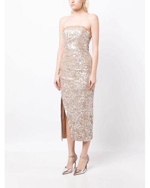 Needle & Thread Natural Stellar Gloss Strapless Dress