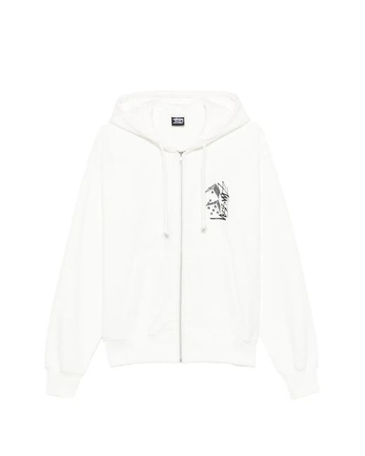 Stussy White Zip-Up Hoodie for men