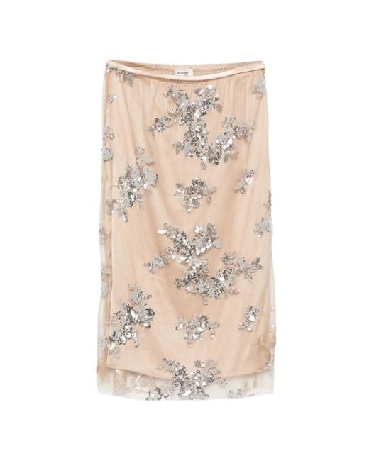 Ottod'Ame Natural Sequin-Embellished Midi Skirt