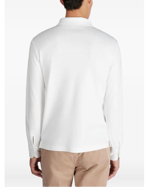 Zanone White Long-Sleeve Polo Shirt for men