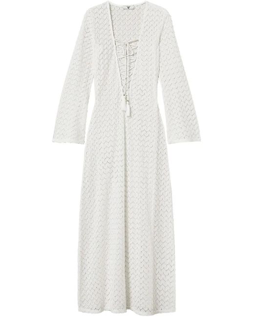 Twinset White Open-Knit Beach Dress