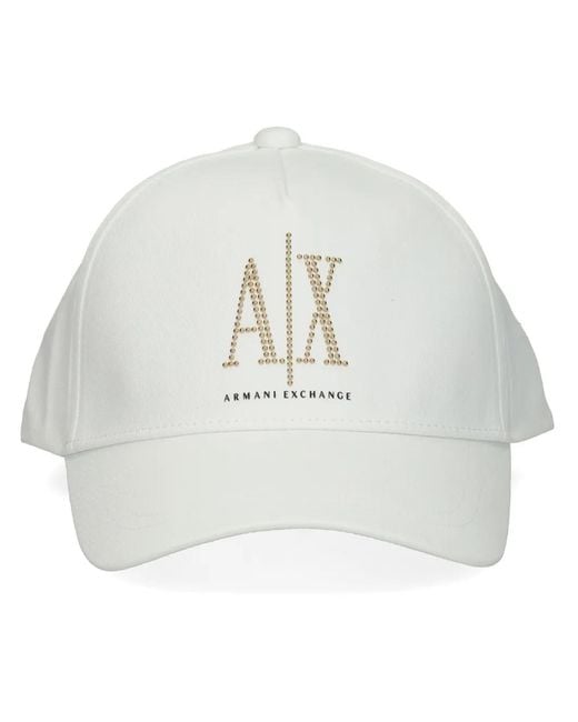 ARMANI EXCHANGE White Logo-Embellished Cap