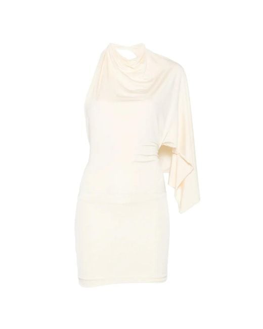 AYA MUSE White Elena Cape-Detail Mini Dress