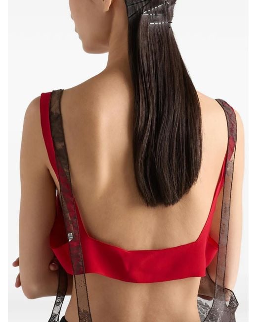 Prada Red Crepe De Chine Top