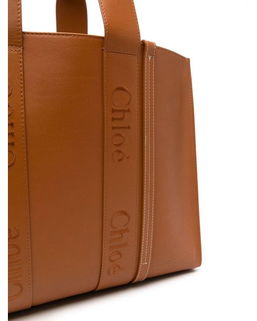 Chloé Brown Large Woody Leather Tote Bag