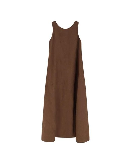 Co.Go Brown Sleeveless Flared Long Dress