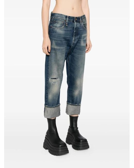 R13 Blue Cuffed Drop Jeans