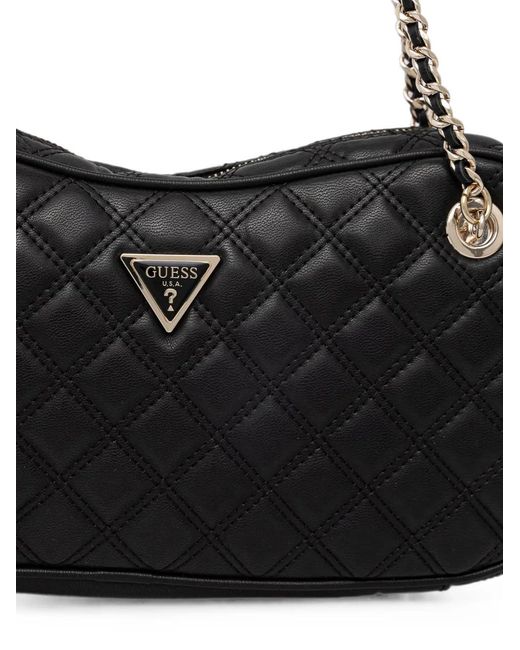 Guess Black Sac Porté Épaule Giully Matelassé À Plaque Logo