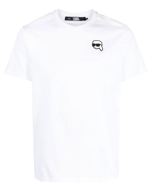 Karl Lagerfeld White Ikon Organic-cotton T-shirt for men