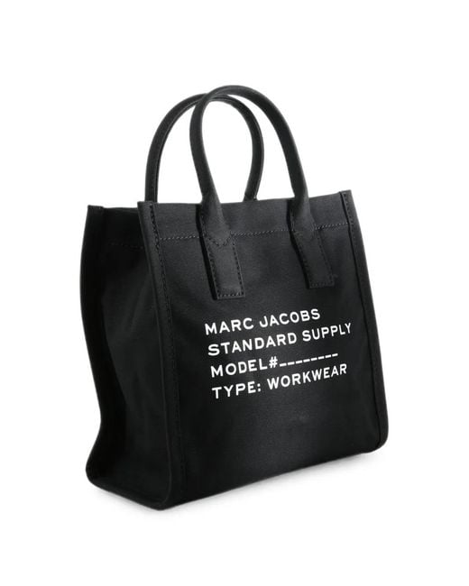 Marc Jacobs Black Medium Logo-Print Cotton Tote Bag