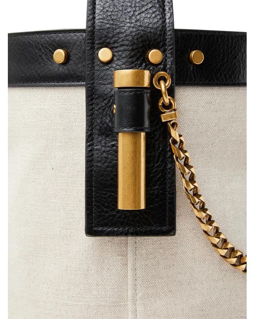 Versace Black Pivot Small Canvas Bucket Bag