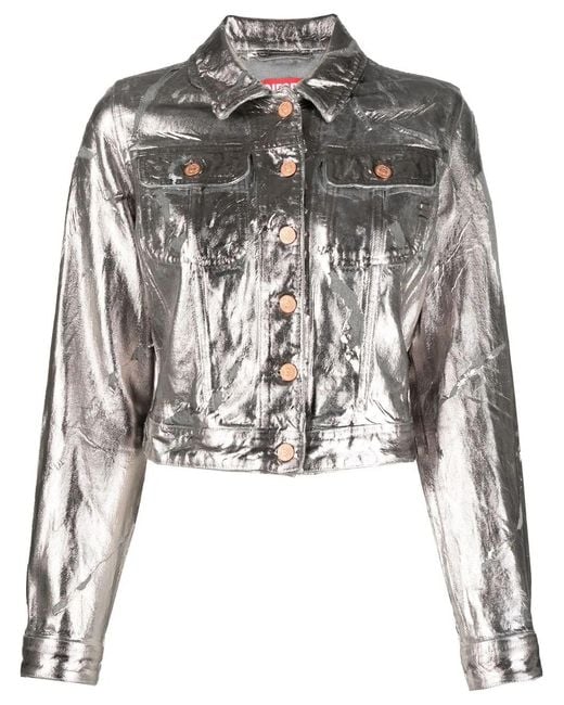 DIESEL Black Cropped Metallic Jacket