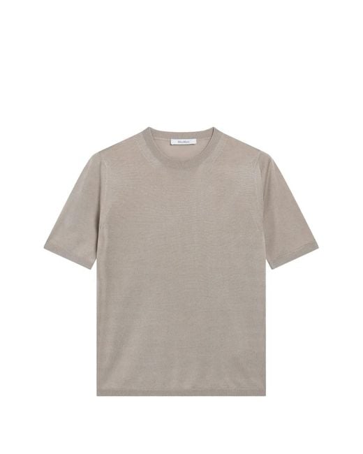 Max Mara Gray Short-Sleeved Sweater