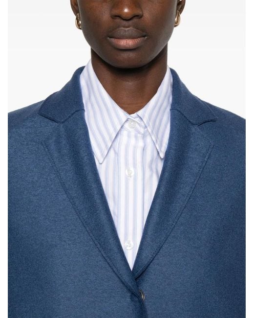Harris Wharf London Blue Virgin Wool Coat