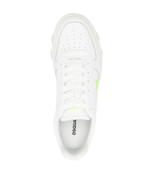 DSquared² White Logo-Printed Leather Sneakers for men