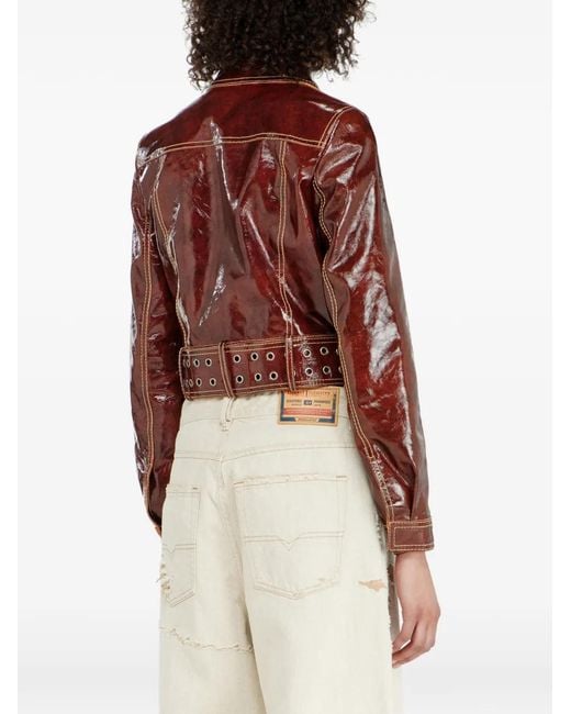 DIESEL Red Patent Double-Breasted Jacket