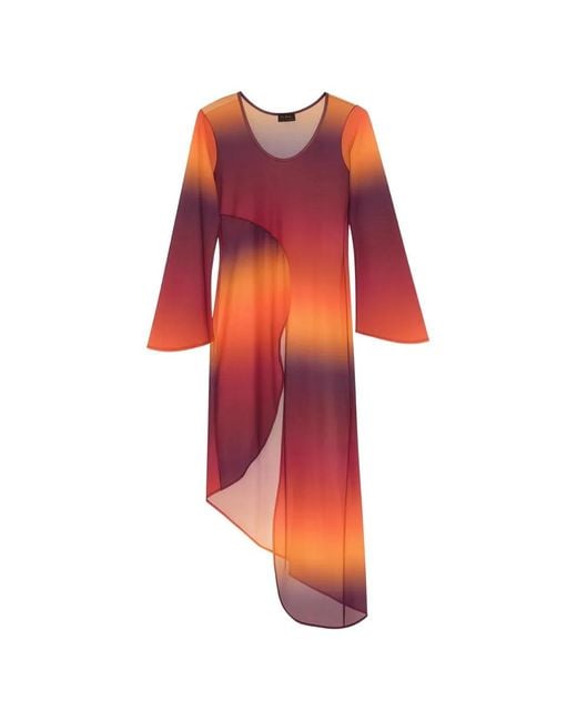 Amir Slama Red X Tati Barbieri Ombré-Effect Asymmetric Beach Cover-Up